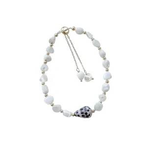 White Beads with Hebrew Shell Bracelet