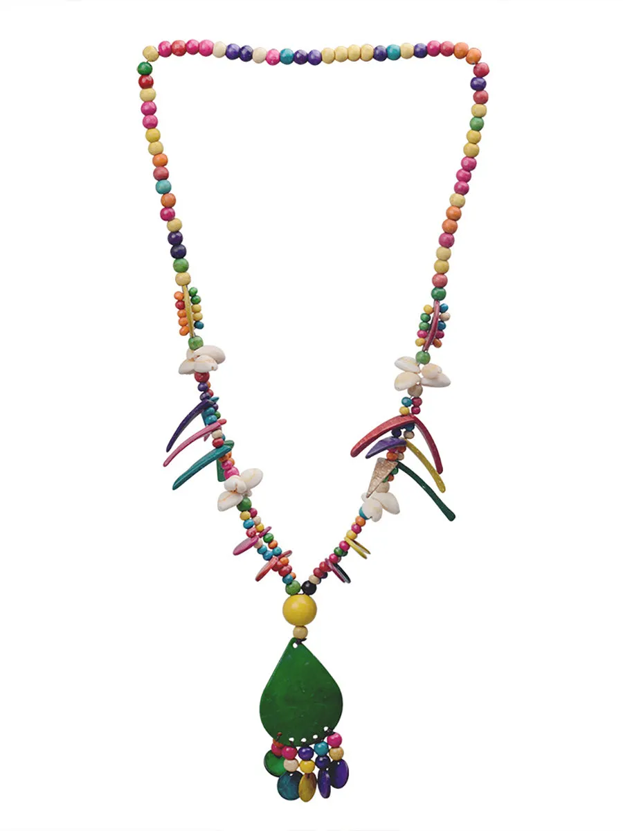 Women Bohemia Colorful Bead Weave Tassel Pendant Necklace FG1020