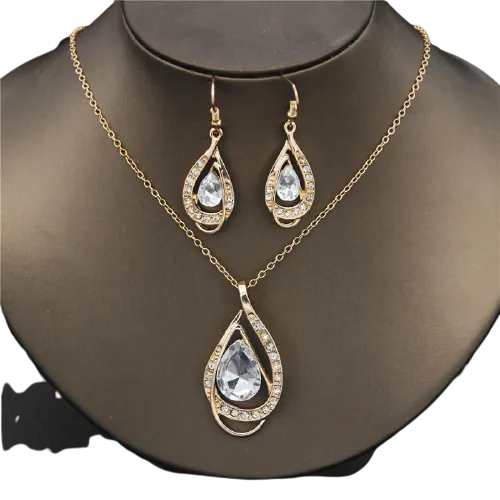 Women Crystal Rhinestone Pendants Necklaces Earrings Sets