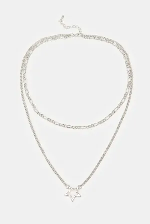 Women Silver layerd Necklace