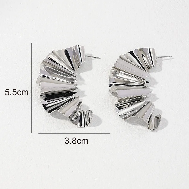 Wrinkle Textured Metal Earrings - Stylish Jewelry for Women