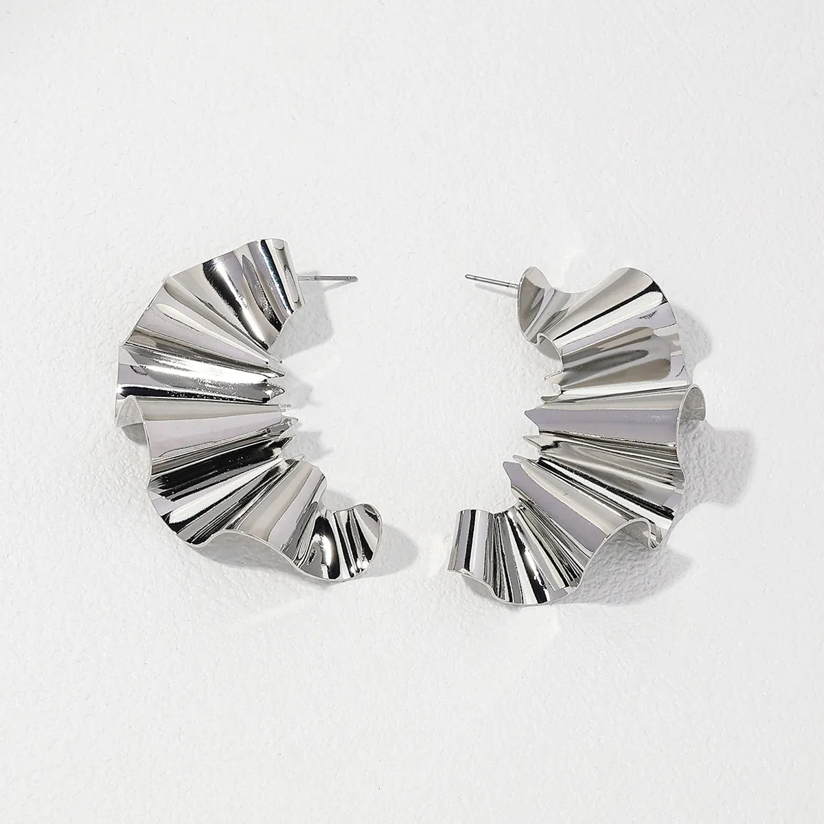 Wrinkle Textured Metal Earrings - Stylish Jewelry for Women