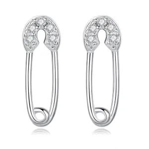 YE3232 925 Sterling Silver Silver Paper Clip Stud Earrings