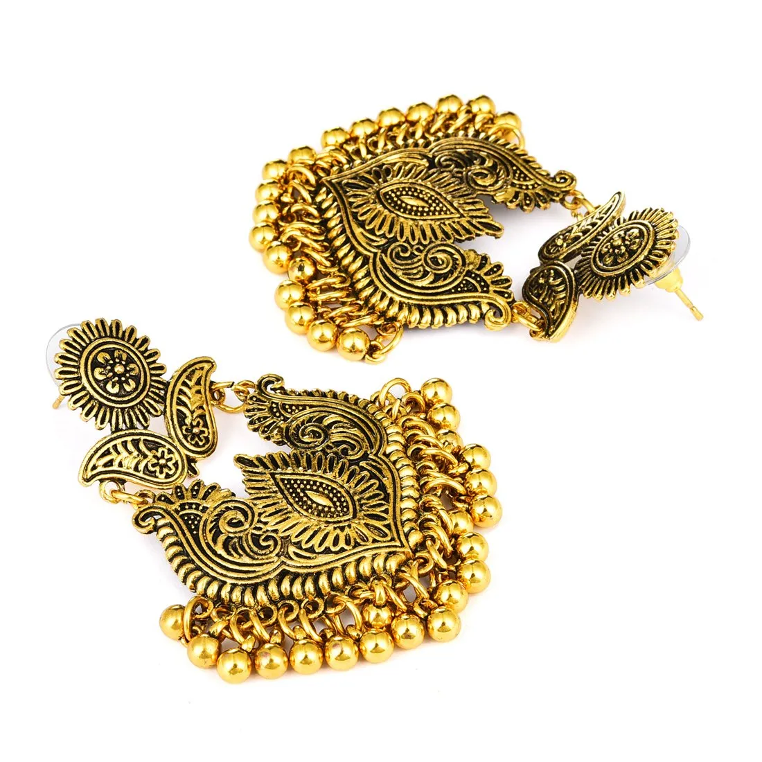 Yellow Chimes Artistic Crafted Stylish Oxidised Chandbali Earrings For Women & Girls