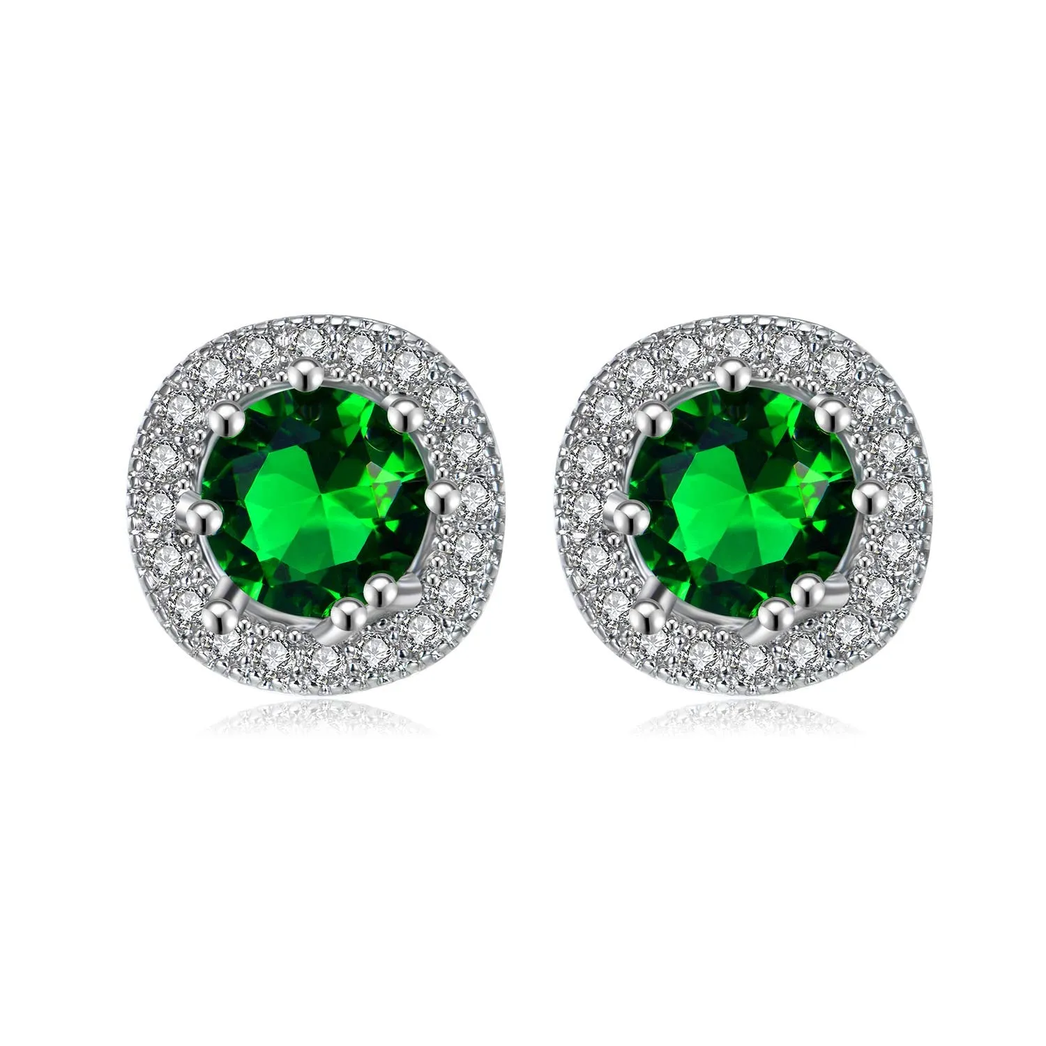 Yellow Chimes Elegant Latest Fashion Silver Plated Green Crystal designer Stud Earrings for Women and Girls (Green)