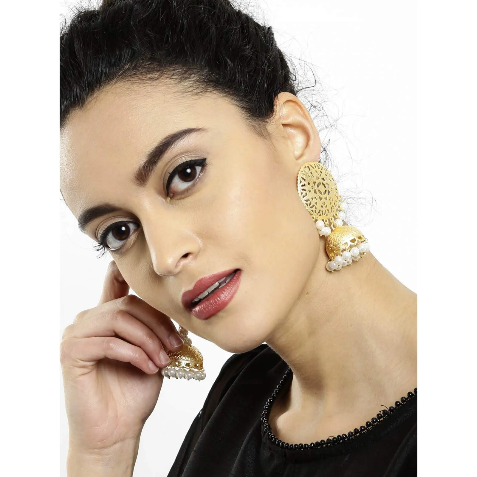 Yellow Chimes Latest Stylish Contemporary Pearl Jhumka Earrings for Women and Girls