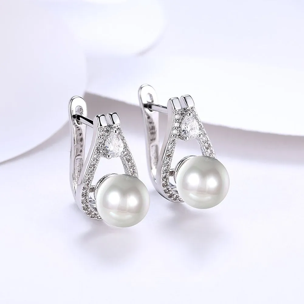 Yellow Chimes Stylish Classic Fresh Water Pearl Silver Plated Cilp On Earrings for Women and Girls