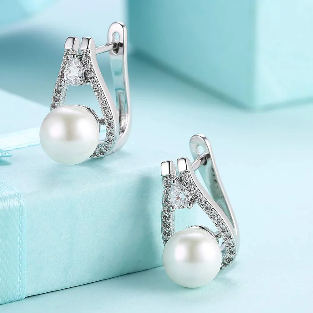 Yellow Chimes Stylish Classic Fresh Water Pearl Silver Plated Cilp On Earrings for Women and Girls