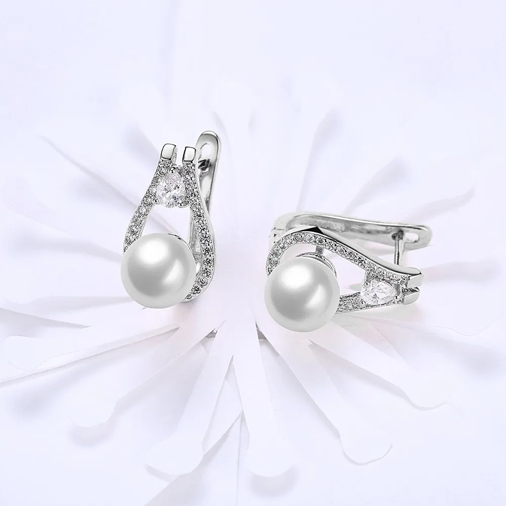 Yellow Chimes Stylish Classic Fresh Water Pearl Silver Plated Cilp On Earrings for Women and Girls